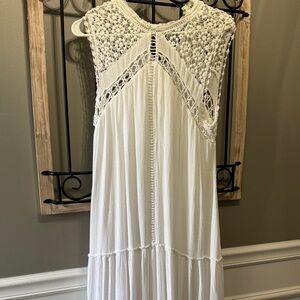 Fate White Crochet Maxi Dress